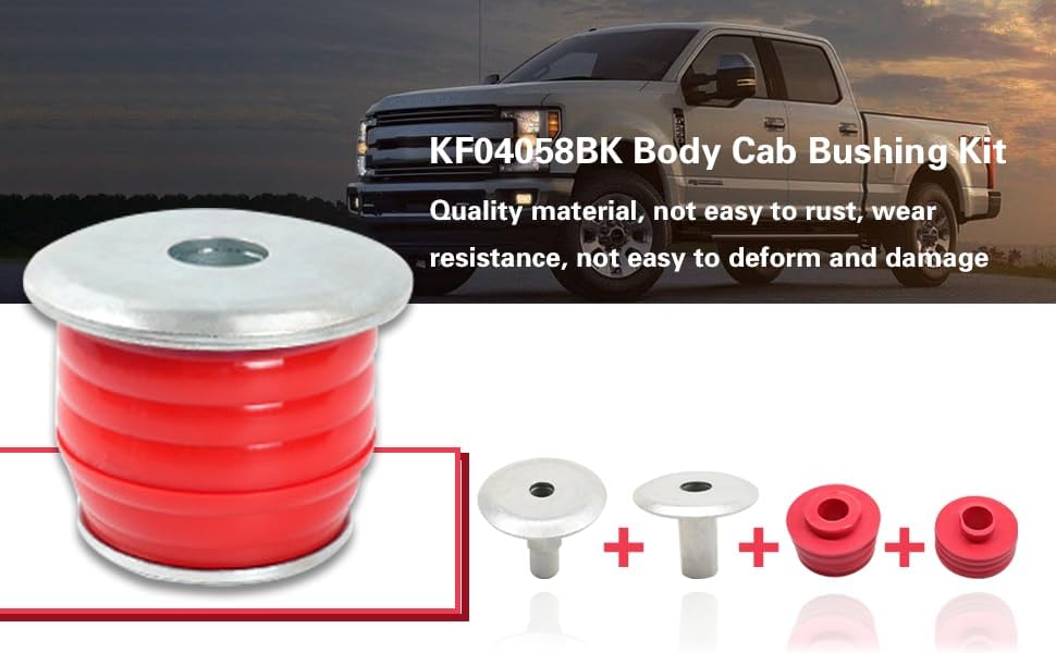KF04058BK Body Cab Mount Bushing Kit Replacement Compatible with Ford F-250 Fit F-350 Fit F-350 Fit Super Duty 1999-2007 (Red)