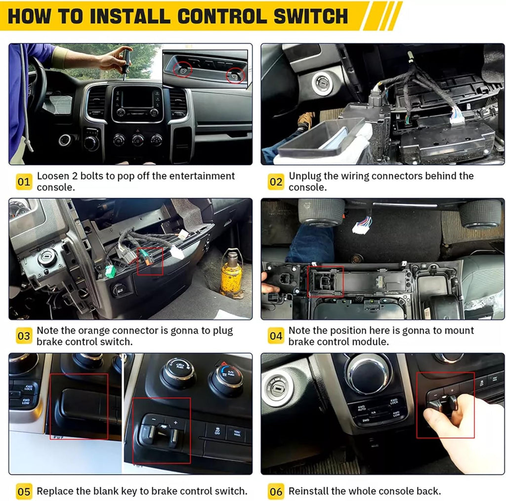 82215040AB Integrated Trailer Brake Control Module Kit with Switch Compatible with Ram 1500 2500 3500 4500 5500 2016-2018, Ram 1500 Classic 2019