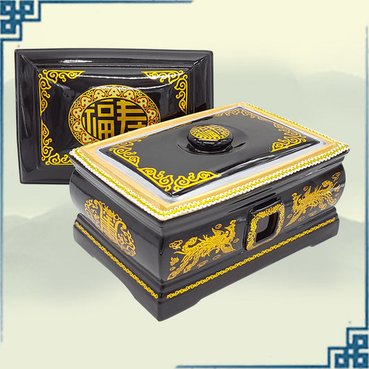 High-grade urn black and gold color ceramic material