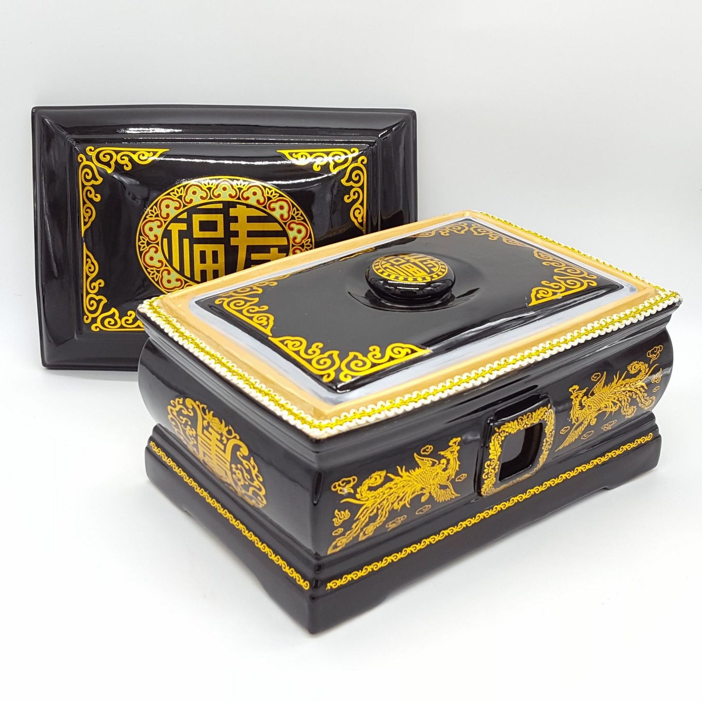 High-grade urn black and gold color ceramic material