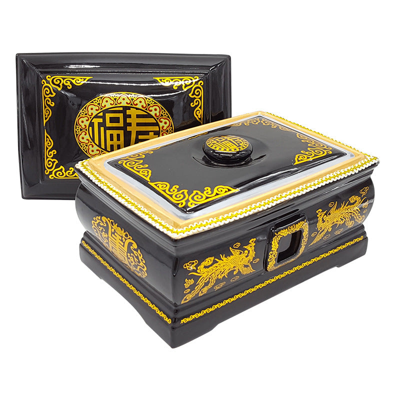 High-grade urn black and gold color ceramic material